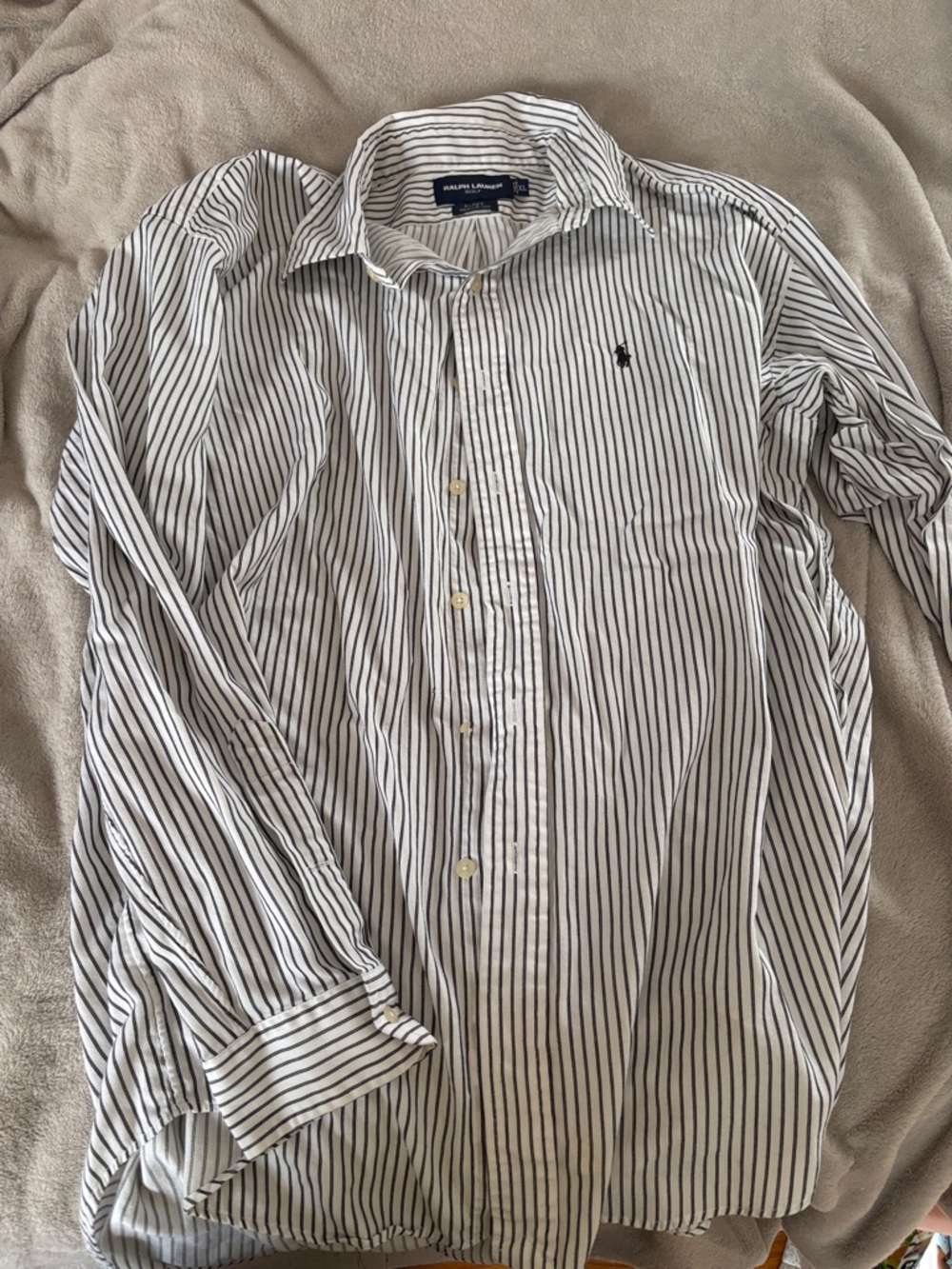 Golf Polo by Ralph Lauren White Shirt with Black Pinstripes